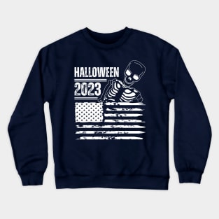 Halloween 2023, Skeleton With Flag Crewneck Sweatshirt